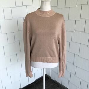 Free People Women's Cream Puff Mock Neck Starry Night Metallic Knit Sweater sz M